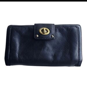 Marc Jacobs Wallet Black Turn Lock Womens Tri Fold Logo